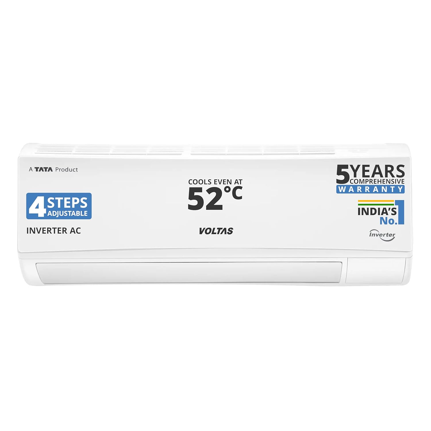Voltas 125V Vectra CAW 1 ton 5 star inverter Split AC|4-IN-1 Adjustable mode|Energy Efficient|High ambient Cooling-cools even at 52°C|Anti dust filter with Anti-microbial coating| Copper Coil | White