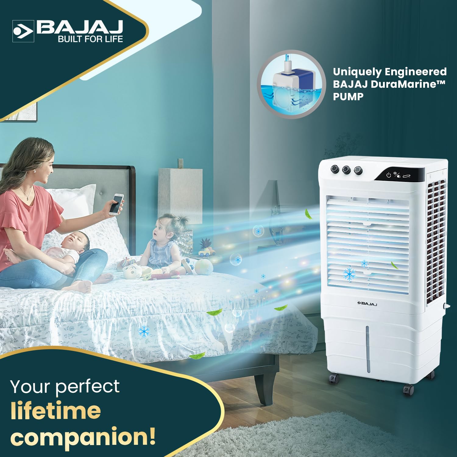 Bajaj DMH 90 Neo 90L Desert Air Cooler for Home|For Larger Room|Anti-Bacterial Honeycomb Cooling Pad|High-Speed|Ice Chamber|90Ft Air Throw|3-Speed Control|3 Year Comprehensive Product Warranty|White